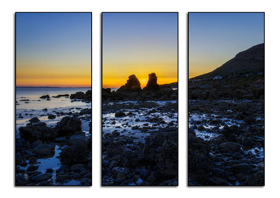 Sunset Through The Rocks Tryptych Photograph by Ian Mitchell