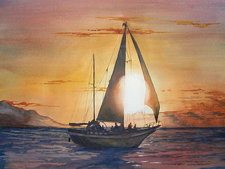 Sunset Through The Sails Painting by Spencer Meagher - Fine Art America