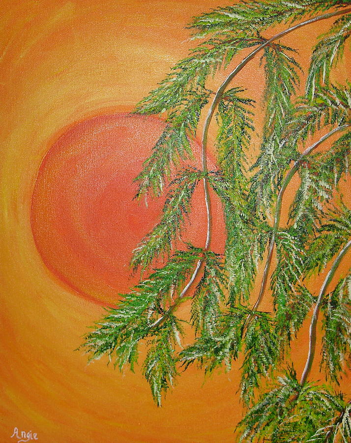 Sunset through the Willows Painting by Angie Butler