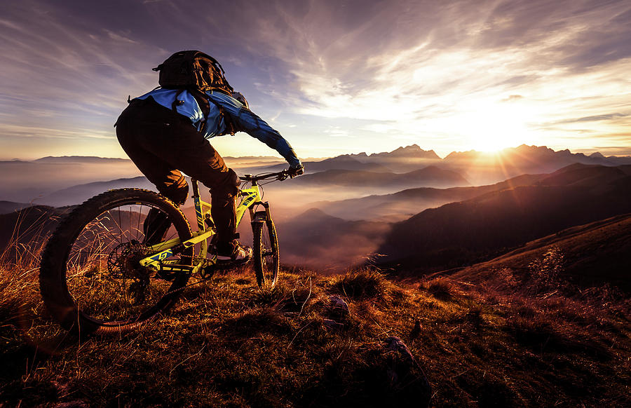 Mountainbike Photograph - Sunset Trail Ride by Sandi Bertoncelj