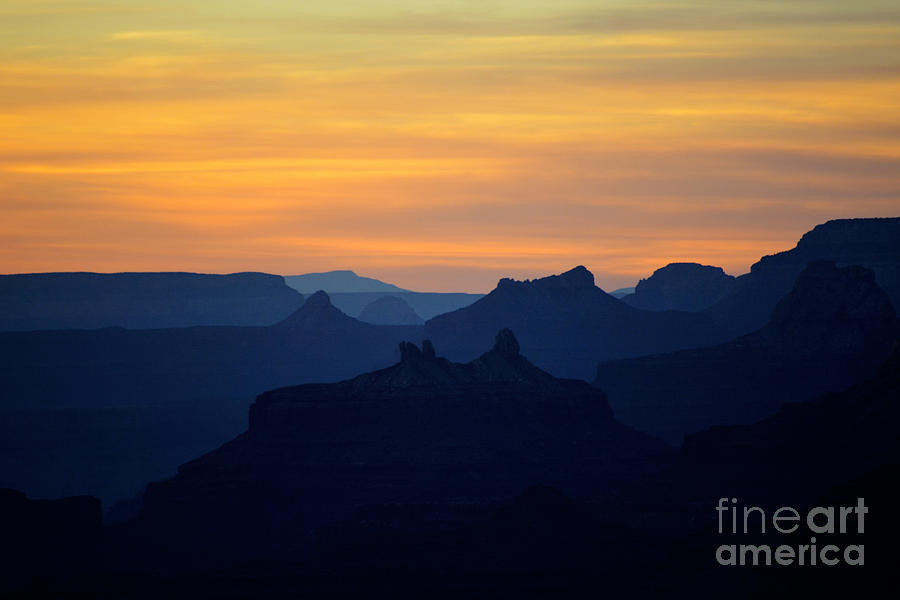 Sunset Twilight over Silhouetted Spires in Grand Canyon National Park Photograph by Shawn OBrien