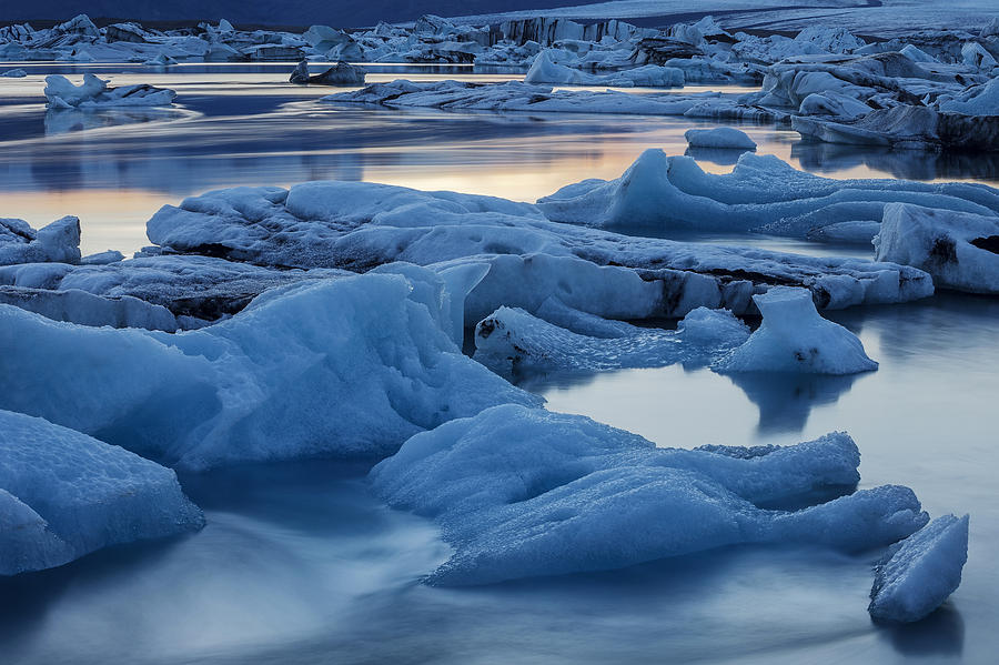 Arctic Photograph - Sunset Vatnajokull Glacier Jokalsarlon by Heike Odermatt