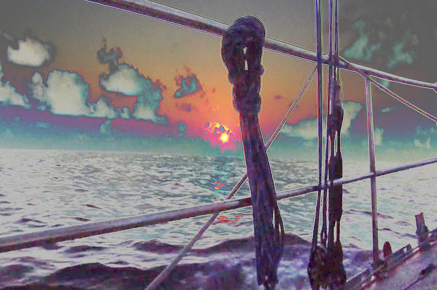 Sunset Mixed Media - Sunset view from Sail Boat in Chile South America Grahic enhancement navinjoshi artist top100 by Navin Joshi