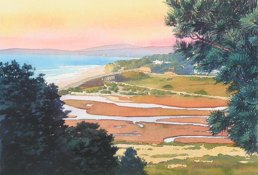 Sunset View from Torrey Pines Painting by Mary Helmreich