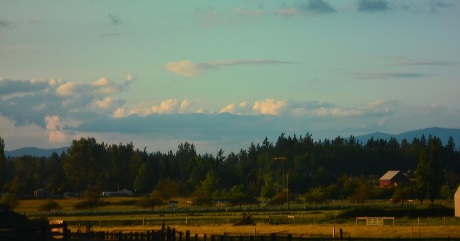Landscape Photograph - Sunset View in Enumclaw WA Farm by Emelyn McKitrick