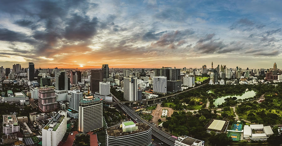 Sunset View Over Bangkok City Photograph by Natapong Supalertsophon
