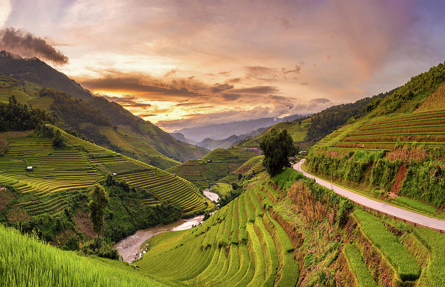 Sunset View Point Of Rice Terrace Photograph by Suttipong Sutiratanachai