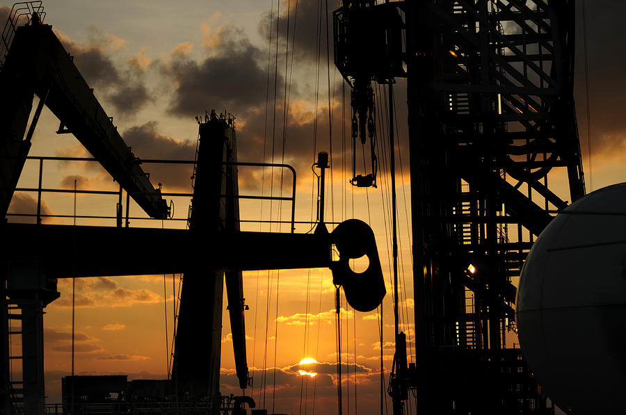Sunset viewed from an oil rig Photograph by Bradford Martin