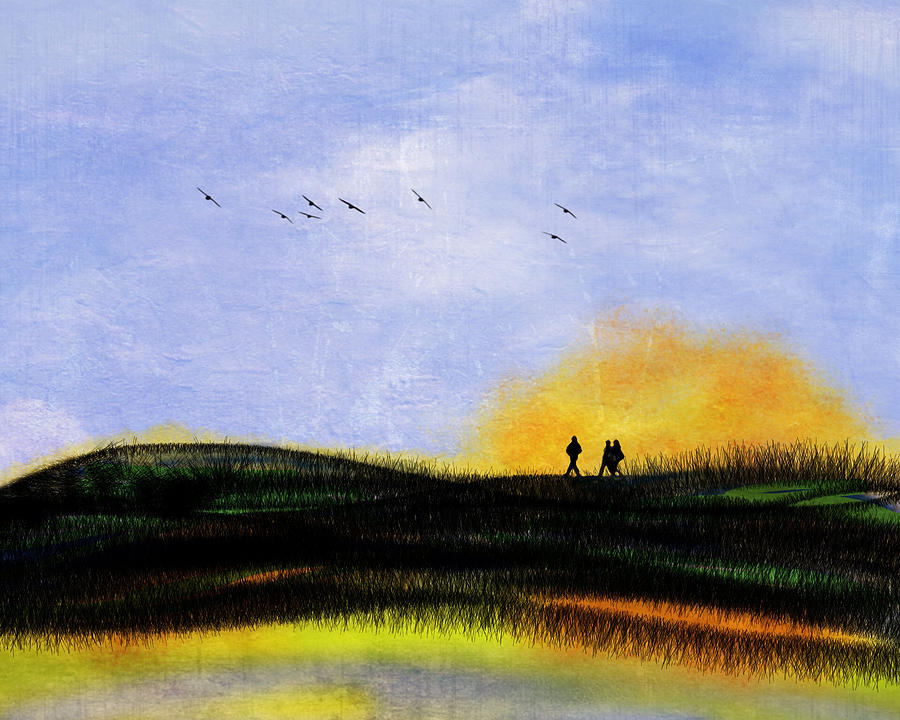 Sunset Walk Painting by Anne Thurston