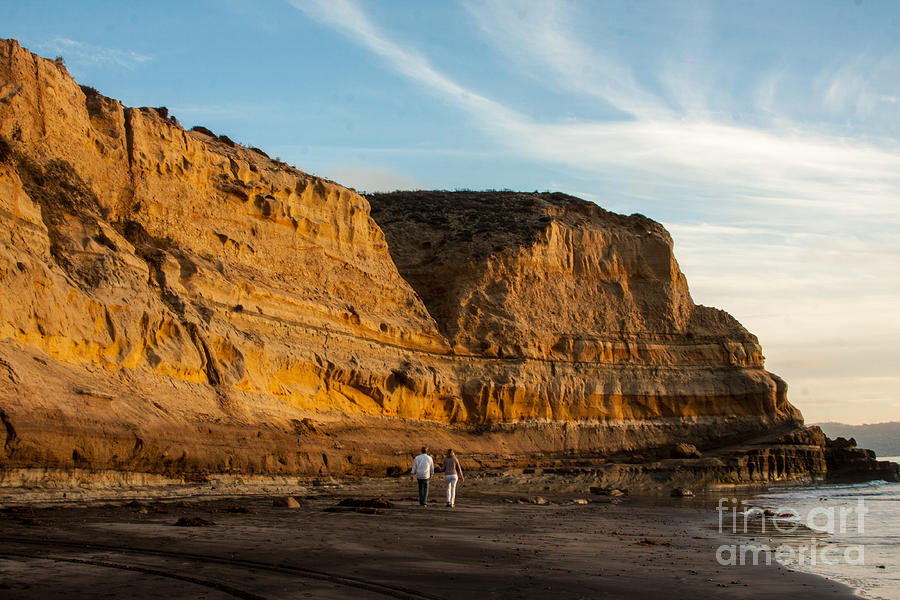 San Diego Photograph - Sunset walk at Flat Rock  La Jolla California by Darleen Stry