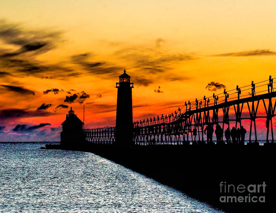 Sunset walking on Grand Haven Pier Photograph by Nick Zelinsky Jr