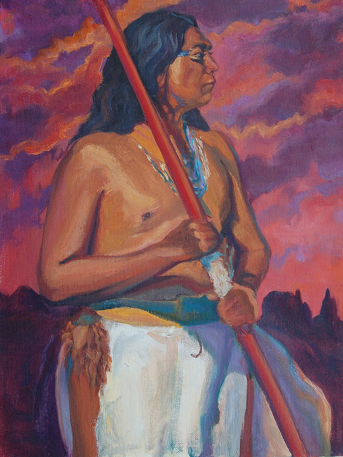Sunset Warrior Painting by Christine Lytwynczuk