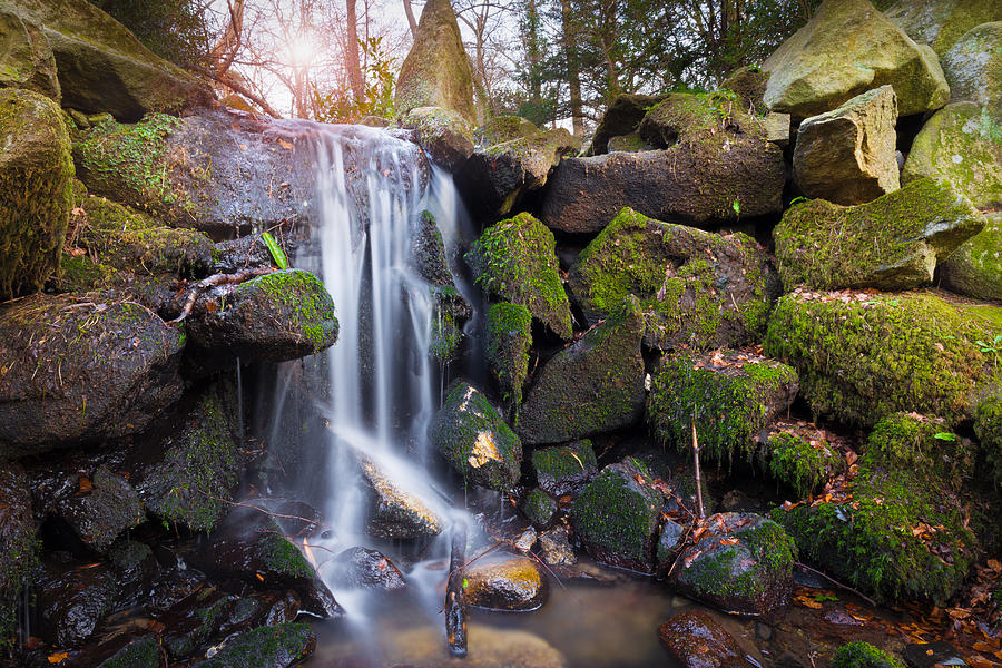 Nature Photograph - Sunset Waterfalls in Marlay Park by Semmick Photo