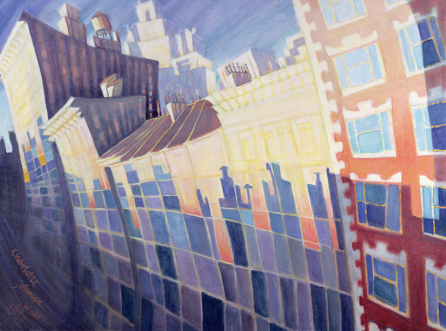 Skyscraper Photograph - Sunset, Waverly Place, New York City, 1995 Oil On Canvas by Charlotte Johnson Wahl
