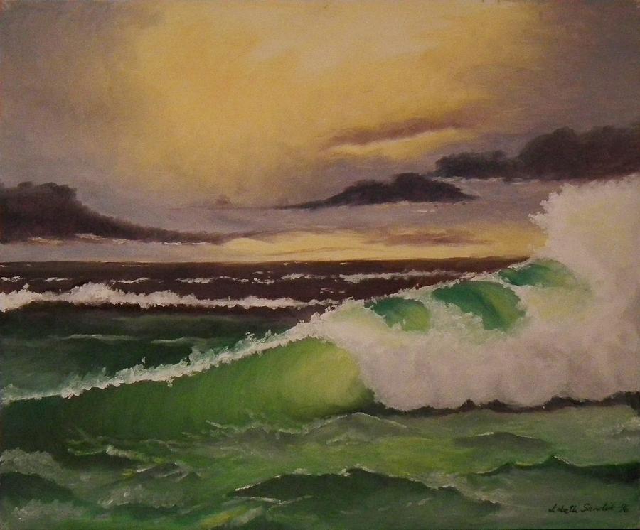 Sunset Waves Painting by Lisbeth M Sandvik - Fine Art America