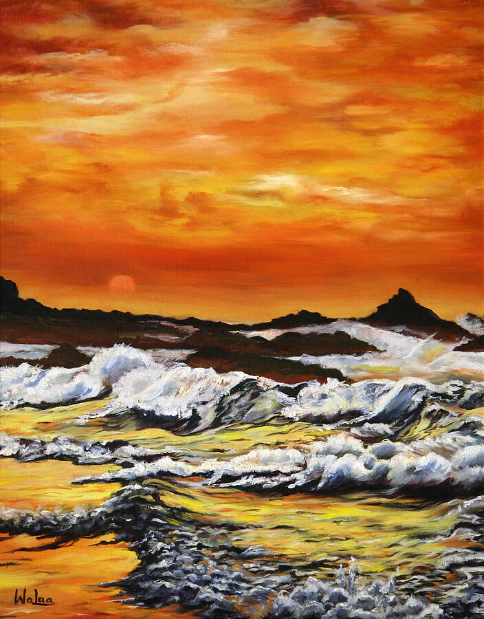 Sunset Waves Painting by Walaa Morsy - Fine Art America