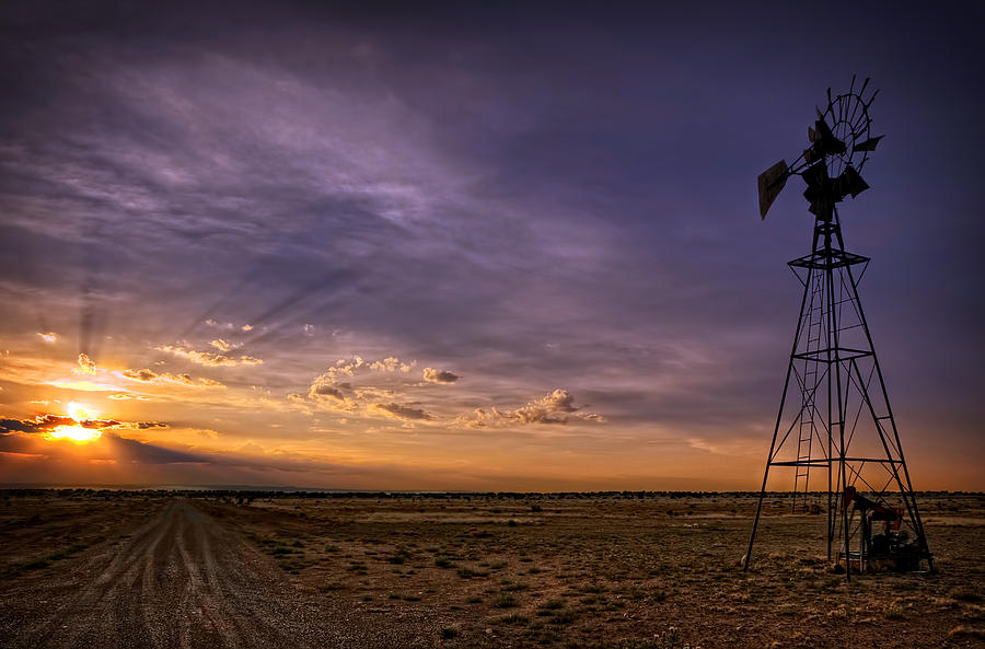 Sunset Windmill Photograph by Ken Smith