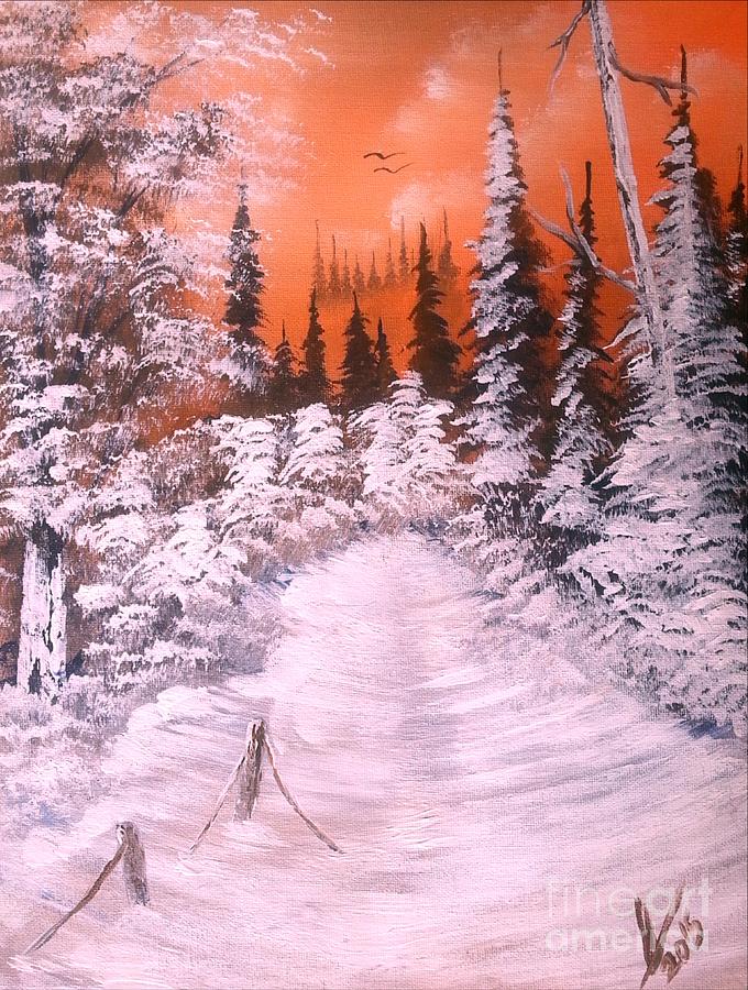 Sunset Winter Snow Painting