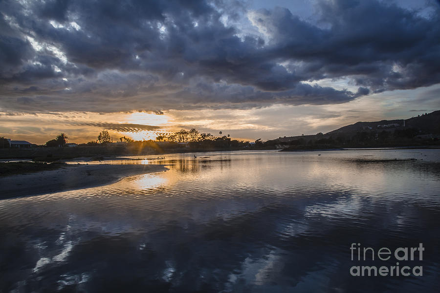 Sunset With Clouds Over And Under Malibu Beach Lagoon Estuary Photograph by Jerry Cowart