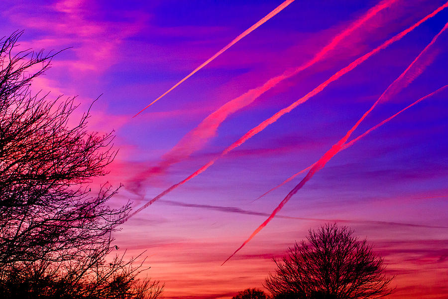 Sunset with Contrails Photograph by Ben Graham
