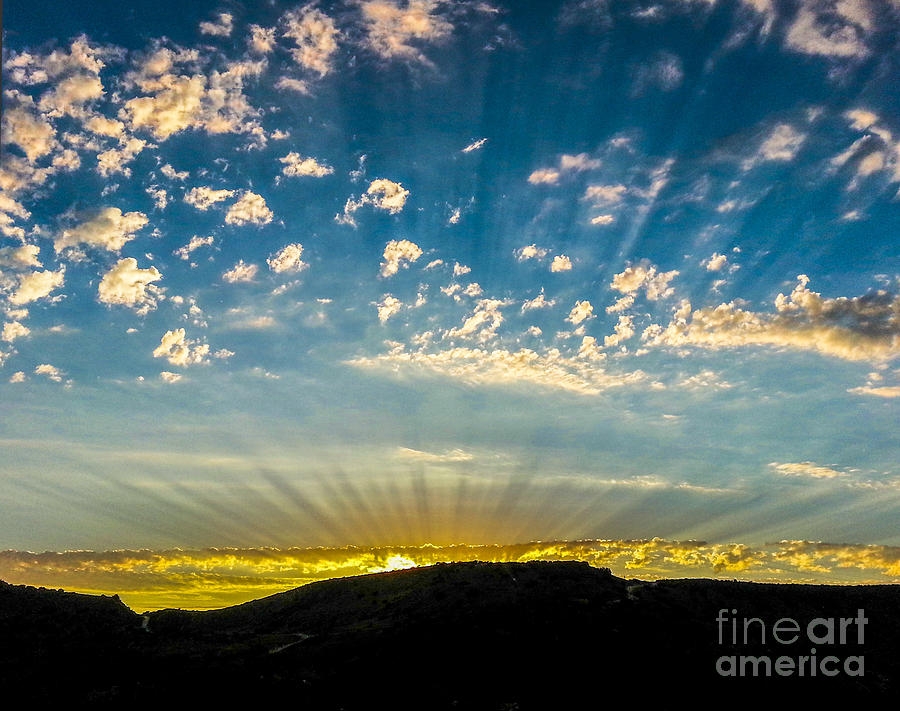 Sunset with Crepuscular Rays Digital Art by L J Oakes