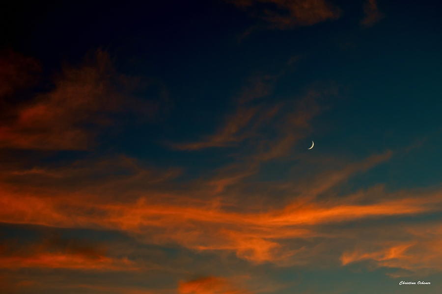 Sunset with Moon Photograph by Christina Ochsner
