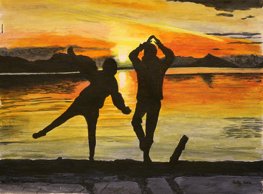 Sunset Yoga Painting by Betty-Anne McDonald