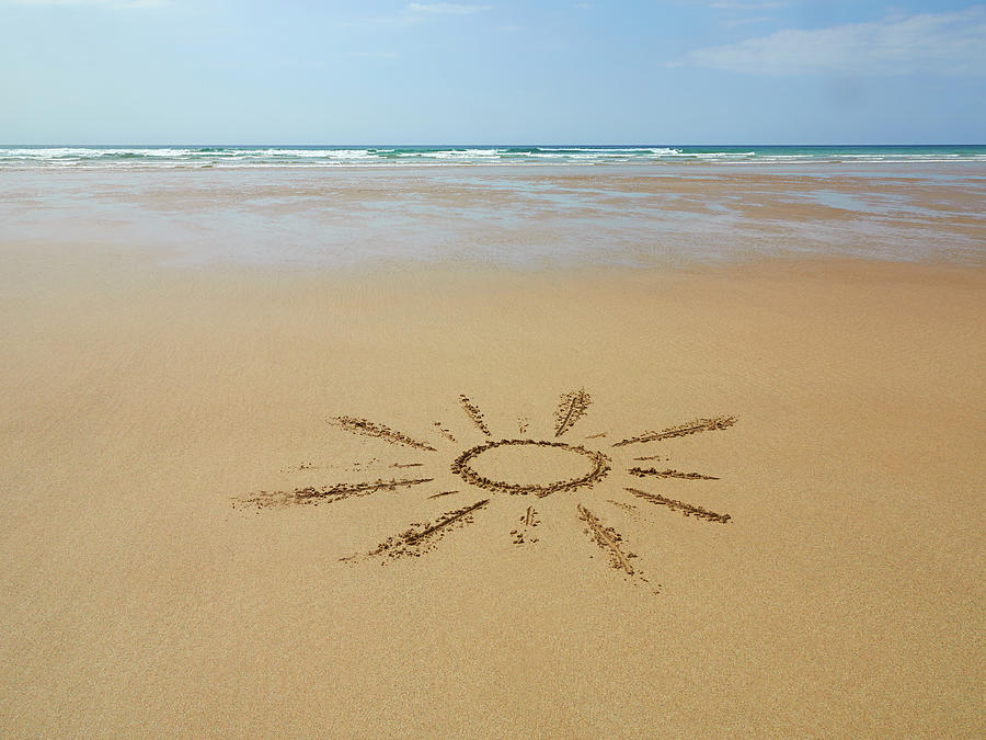 Sunshine Drawn In Sand At Beach Photograph by Dougal Waters
