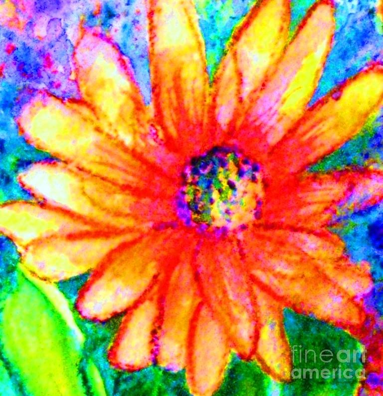 Nature Painting - Sunshine Flower by Hazel Holland