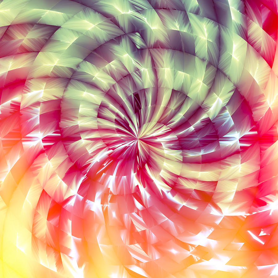Abstract Digital Art - Sunshine Lollipop Square by Carolyn Marshall