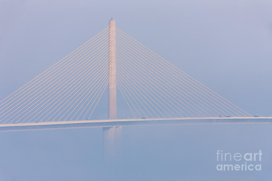 Sunshine Skyway Bridge in Fog II Photograph by Clarence Holmes