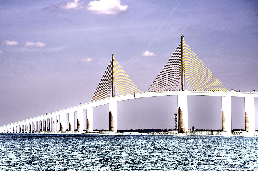 Sunshine Skyway Bridge Poster Look Tampa Bay Florida Usa Photograph