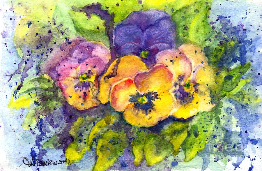 Flowers Still Life Painting - Sunshiney Faces by Carol Wisniewski