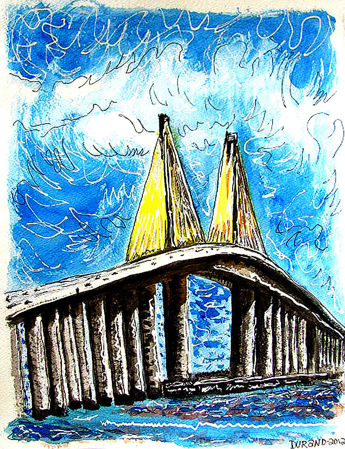 Bridge Painting - Sunshire Skyway Bridge by Douglas Durand