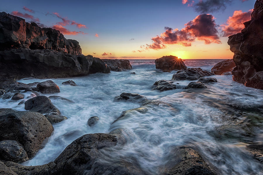 Sunset Photograph - Sunstars Rocks by Miguel Pascual