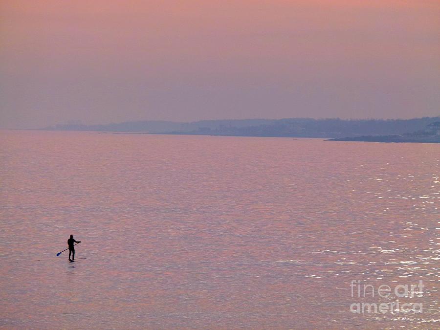 Sunset Photograph - SUP on the Ocean at Sunset by Christine Stack