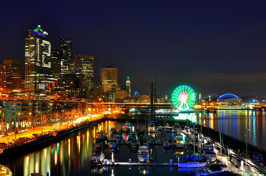 Seattle Photograph - Super Bowl Eve in Seattle by Donna Read