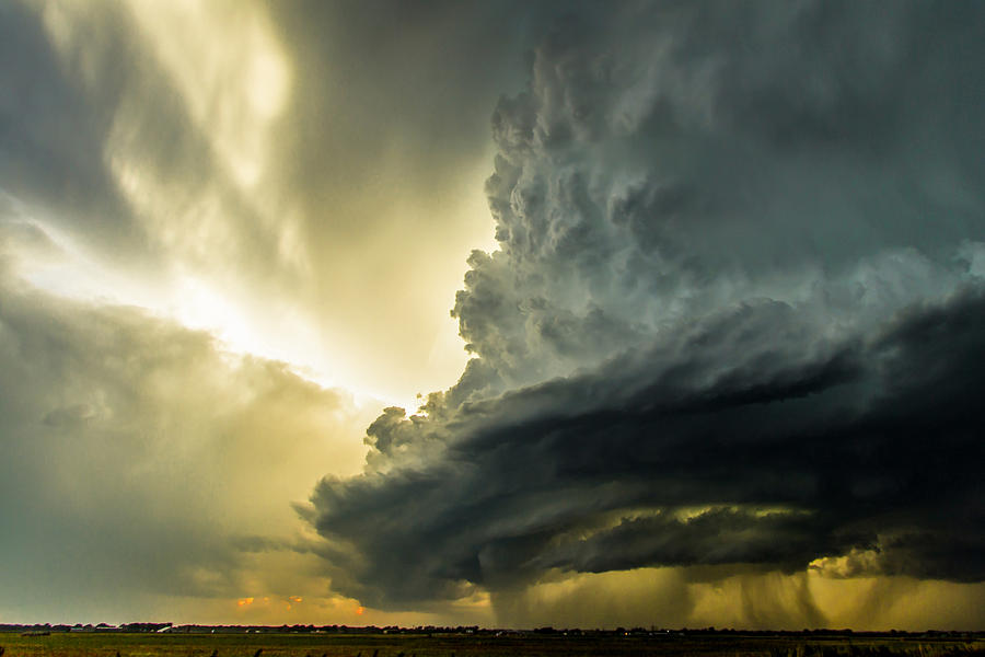 Supercell - Massive Storm Rumbles Over Central Oklahoma Plains Photograph