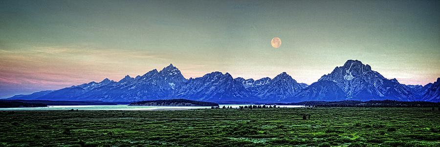 Super Moon / Grand Tetons Photograph by Fred Hahn