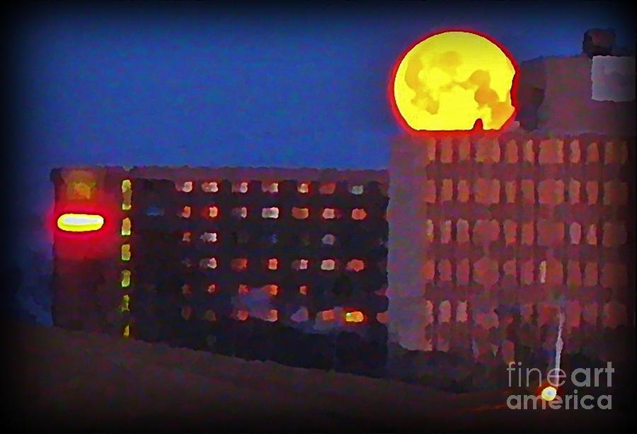 Super Moon in Halifax Nova Scotia Painting by John Malone