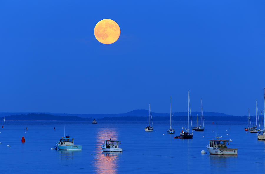 Super Moon Over Belfast Harbor Maine Photograph by Barbara West