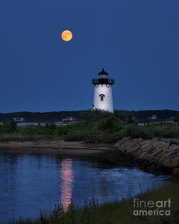 Super Moon Over Edgartown Lighthouse Photograph by Mark Miller