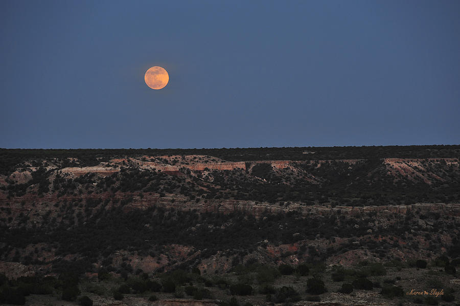 Super Moon Rising Over Palo Duro Canyon Photograph by Karen Slagle
