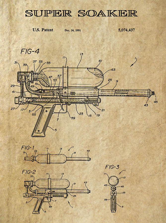 Super Soaker Patent Art 1991 Digital Art by Daniel Hagerman