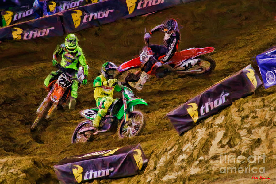 SuperCross Chad Reed Leads Andrew Short Cole Seely Photograph by Blake Richards