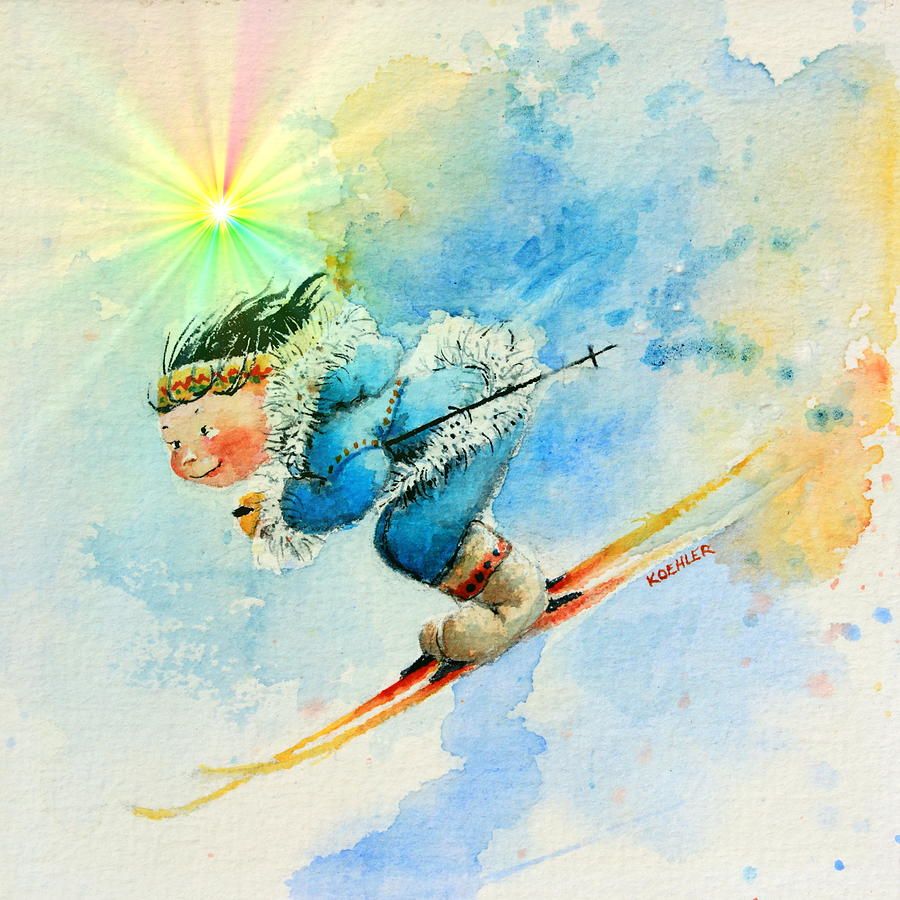 Skier Painting - SuperG Speed by Hanne Lore Koehler