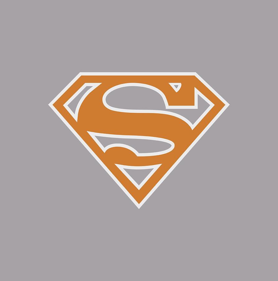 Man Of Steel Digital Art - Superman - Burnt Orangeandwhite Shield by Brand A