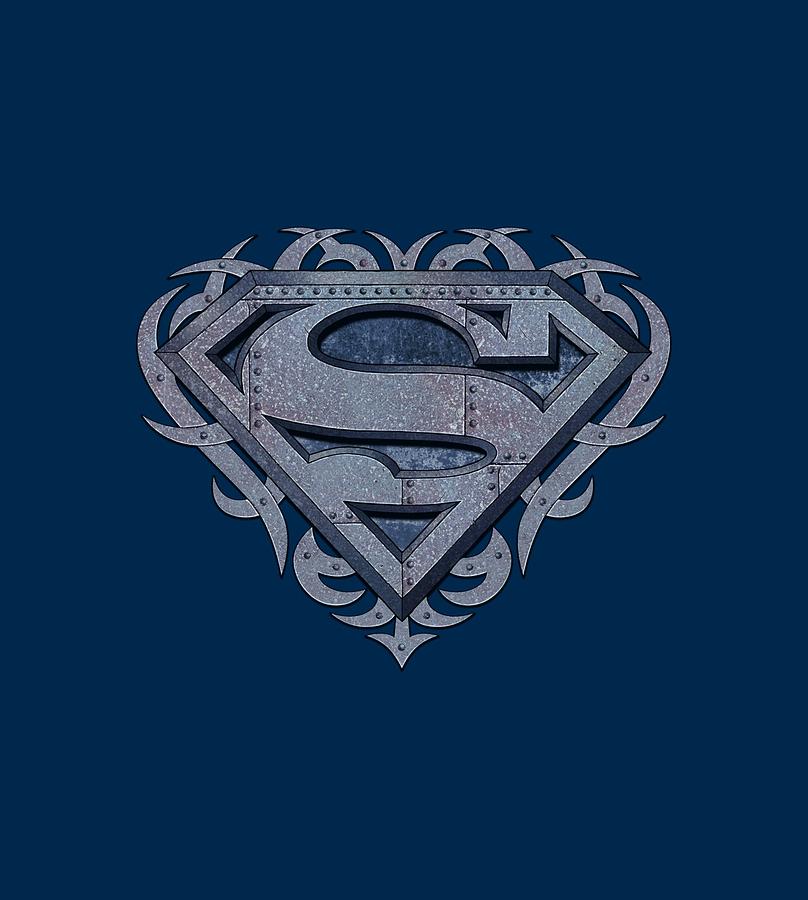 Man Of Steel Digital Art - Superman - Tribal Steel Shield by Brand A