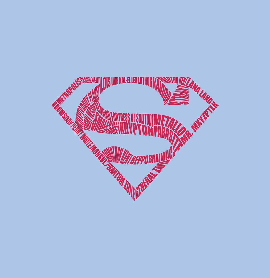 Man Of Steel Digital Art - Superman - Word Shield by Brand A