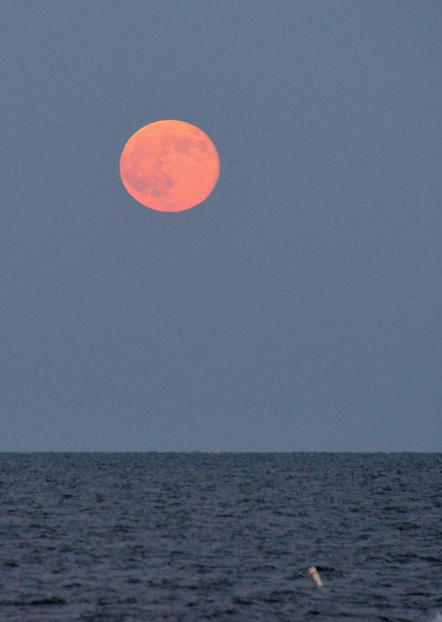 Supermoon over Nantucket Sound Photograph by Ken Stampfer